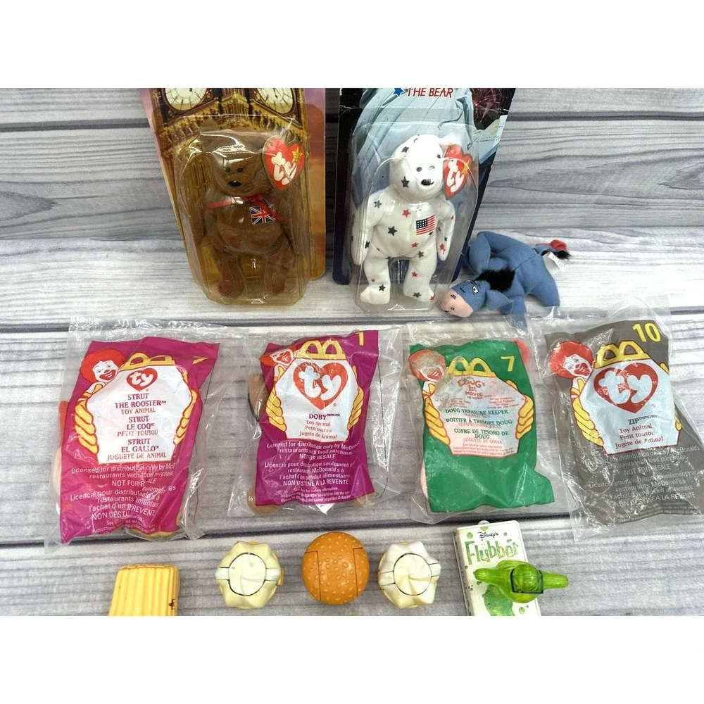 LOT OF VINTAGE 80'S / 90'S MCDONALD'S HAPPY MEAL TOYS CHANGEABLES BEANIE‎ BABIES